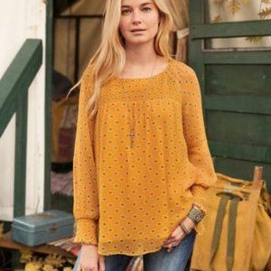 Sundance Cataog Floral Print Lorna Honey Blouse Sz M